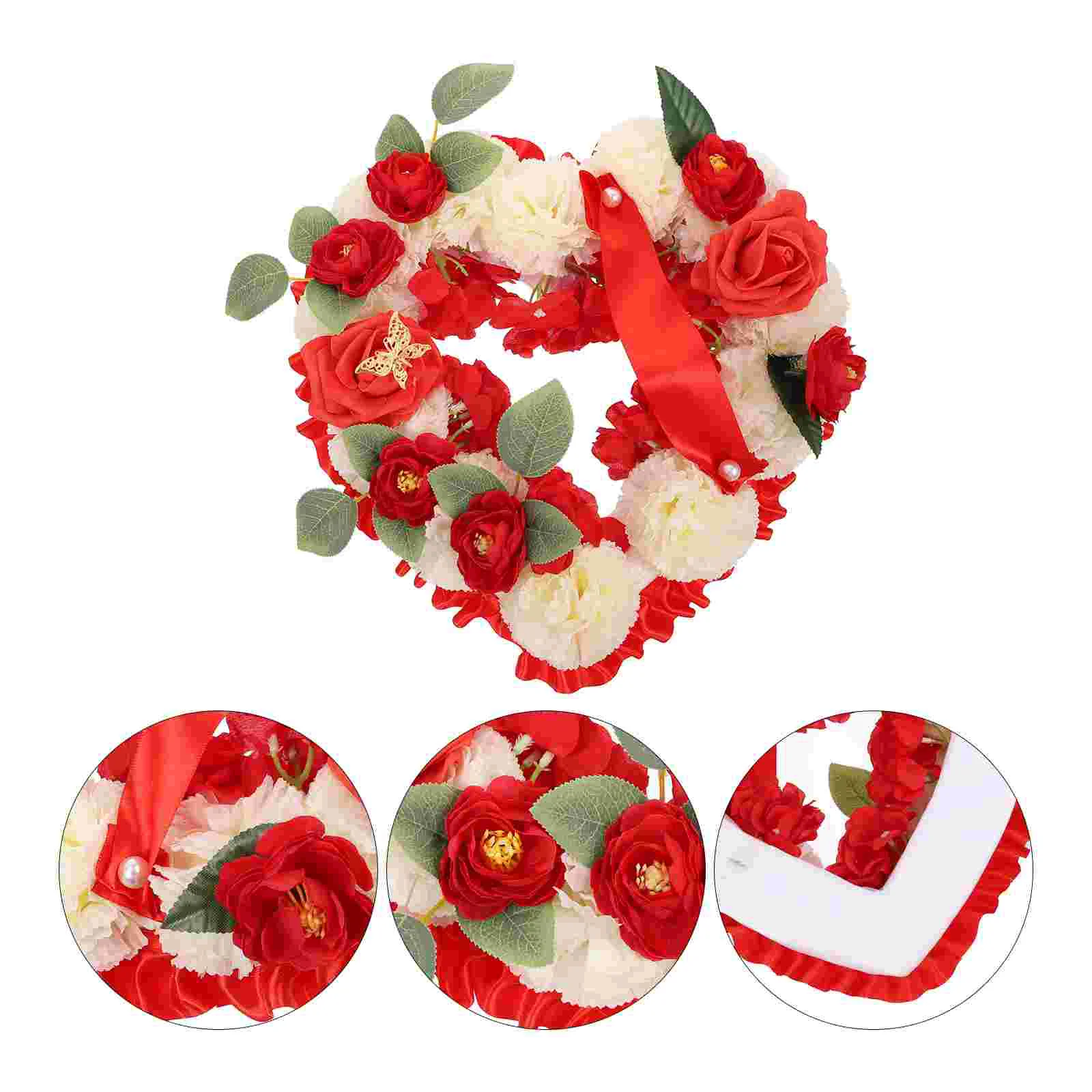 

Heart Memorial Wreath Fake Mourning Chic Prop Cemetery Flower Adorn Artificial Garland Gift Grave decorations outdoor