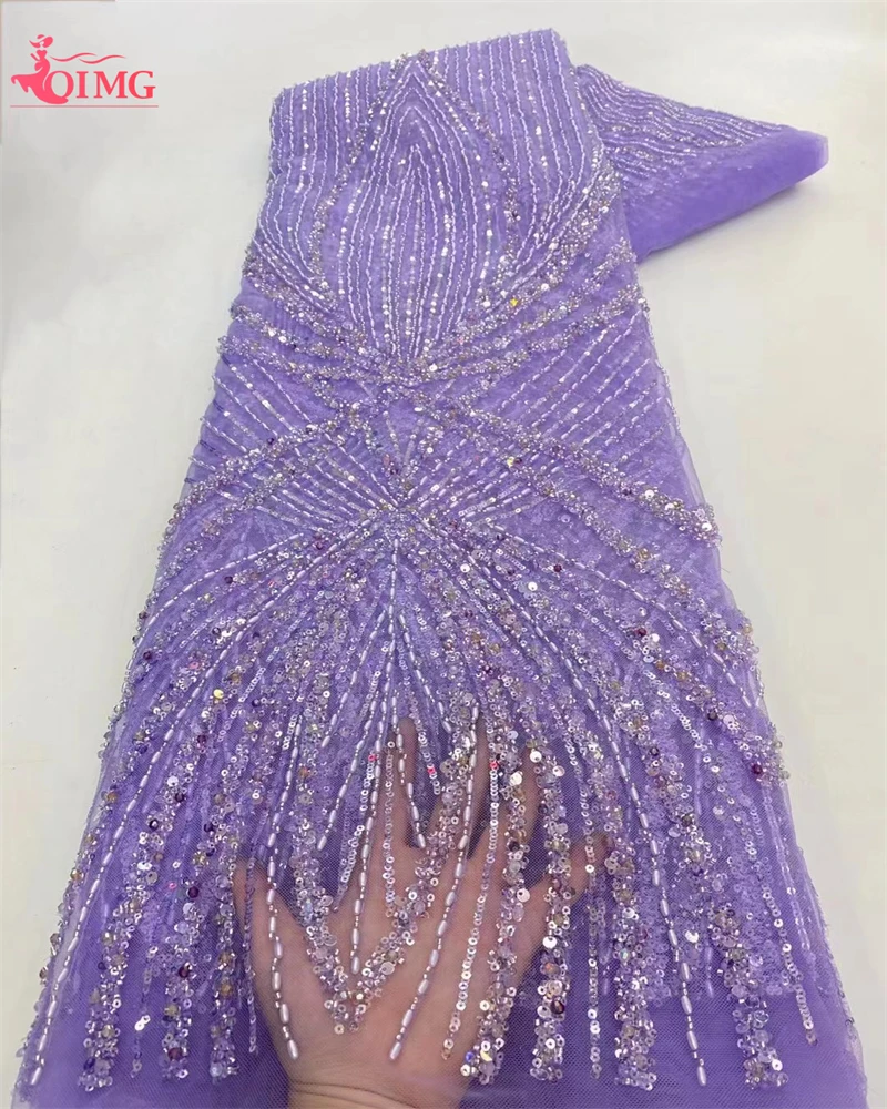 Роскошная Тяжелая кружевная ткань OIMG ручной работы из бисера французская