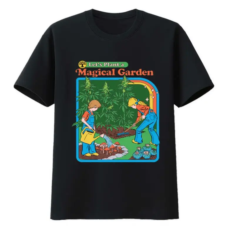 

Let's Plant A Magical Garden Cotton T-shirts Comfortable Loose Top Y2k T-shirt Men's Camisetas Zevity Street Fashion Vintage