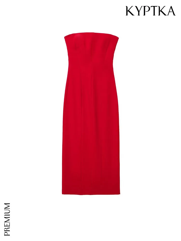 

Платье-футляр женское средней длины без бретелек на молнии сзади