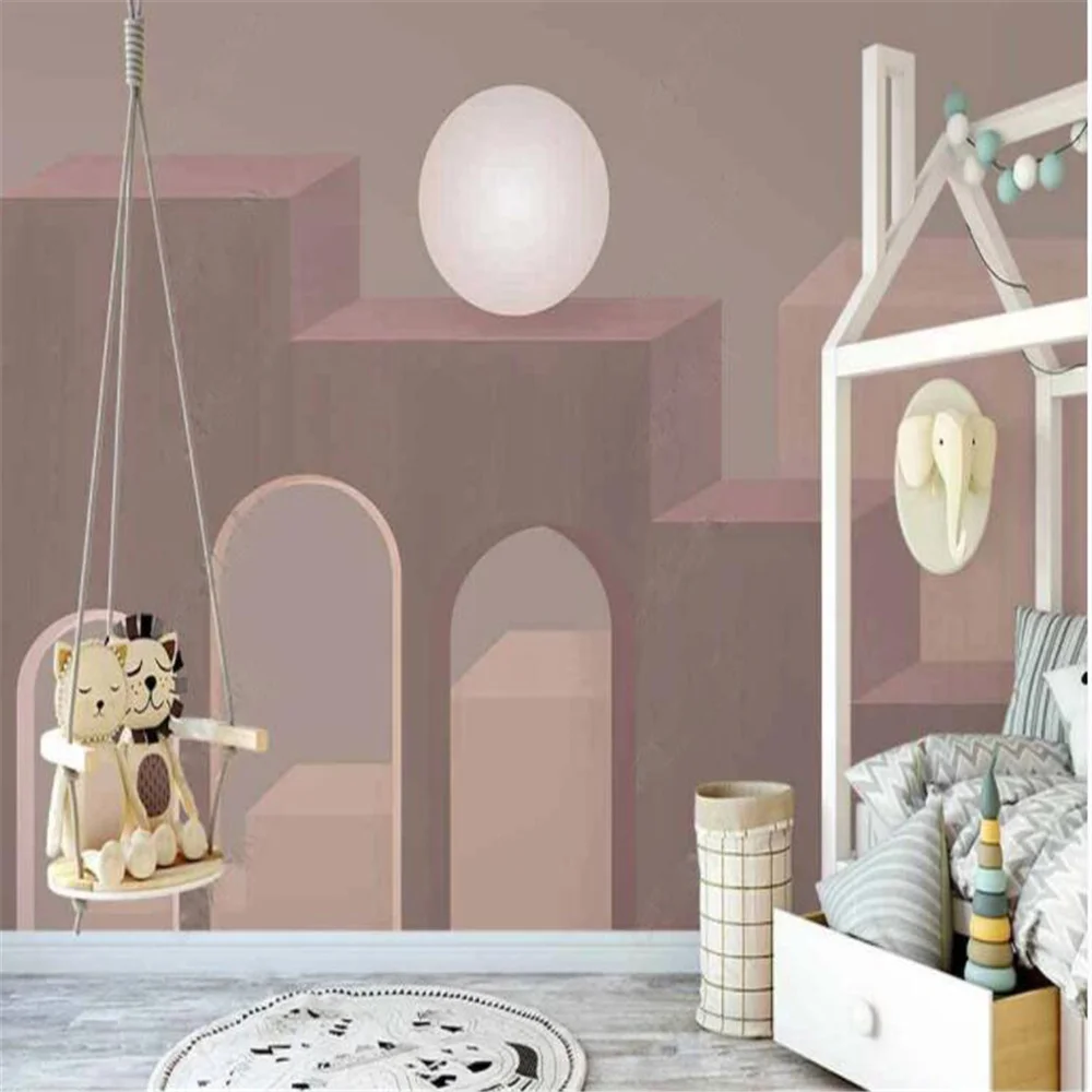 

Milofi custom large-scale wallpaper mural hand-painted geometric architectural staircase children's room background wall decorat