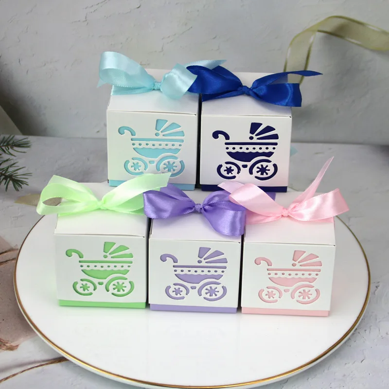 

50pcs Wedding Favors Gift Box Souvenirs Gift Box with Ribbon Candy Boxes Christening Baby Shower Birthday Event Party Supplies