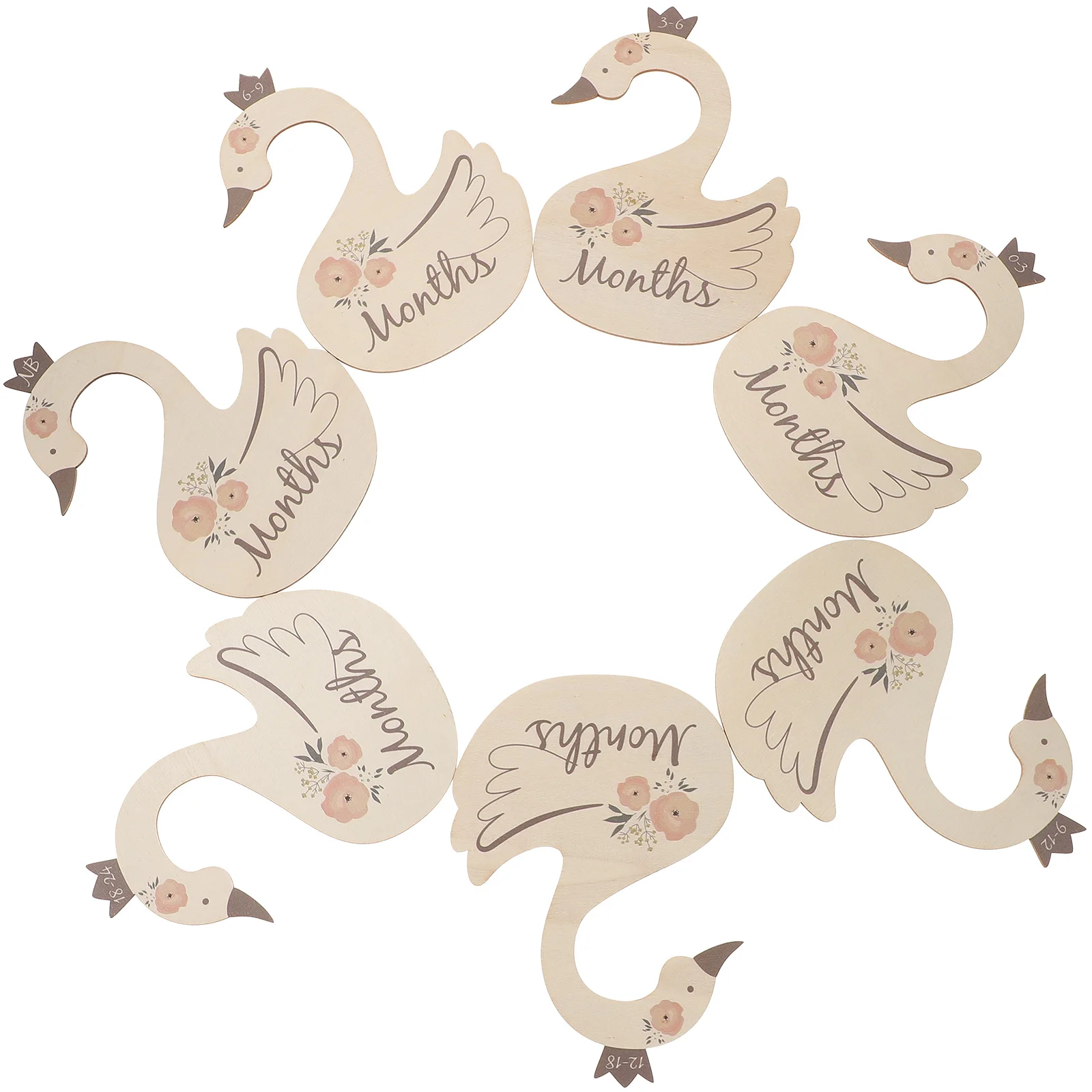 

7 Pcs Wooden Coat Hanger Swan Divider Listing Baby Clothes Size Closet Dividers Child