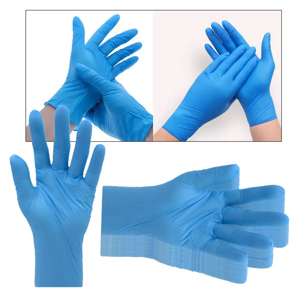 

Lot 20 Kitchen Laboratory Nitrile Disposable Gloves Anti-Slip Waterproof