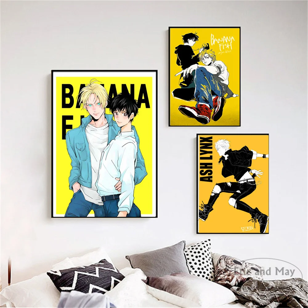 

Мультяшные Банановая рыба японские аниме плакаты и принты настенная Картина на холсте для гостиной украшение домашний Декор без рамки