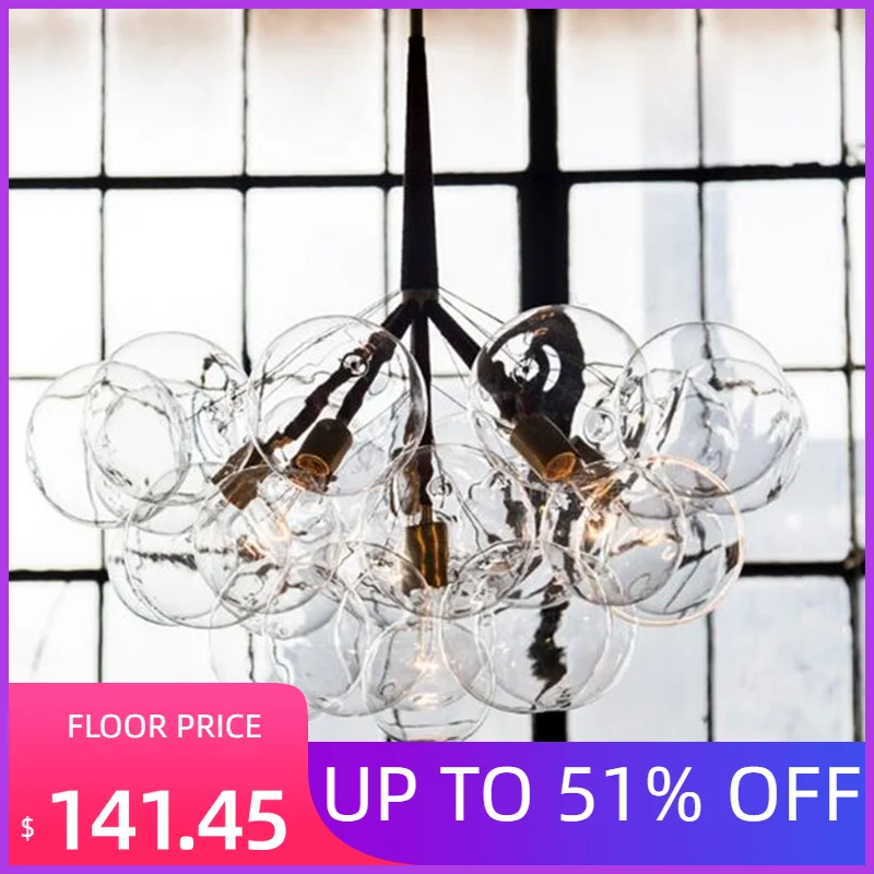 

9 /12 /20 Heads Nordic Concise Art Molecular Glass Chandelier Creative Glass Bubbles Livingroom Bar Hanging Light Fixtures