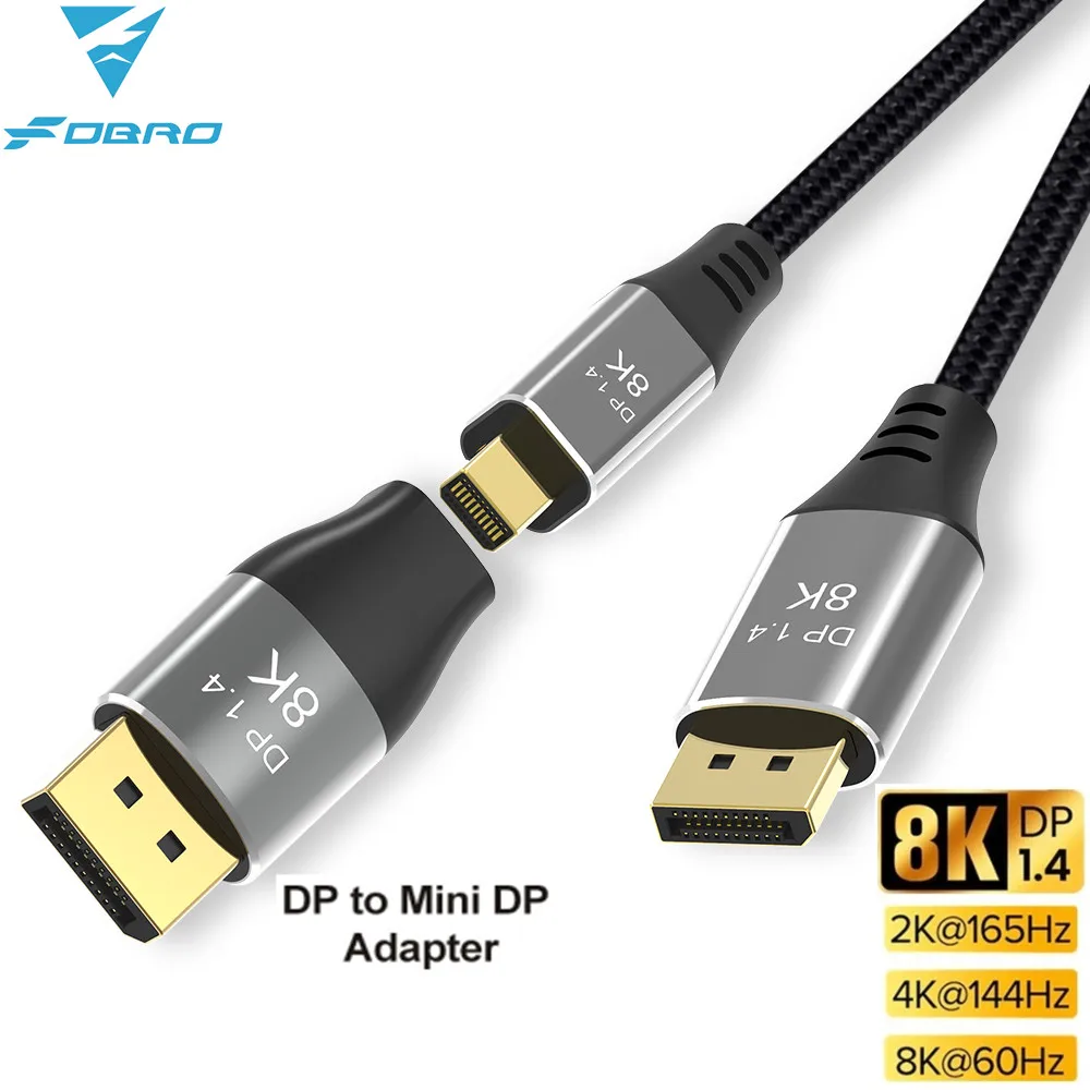 

Mini DP to DisplayPort 8K Cable DP1.4 Bi-Directional Conversion Transmission Cable 8K@60Hz 4K@144Hz for MacBook Air Projector