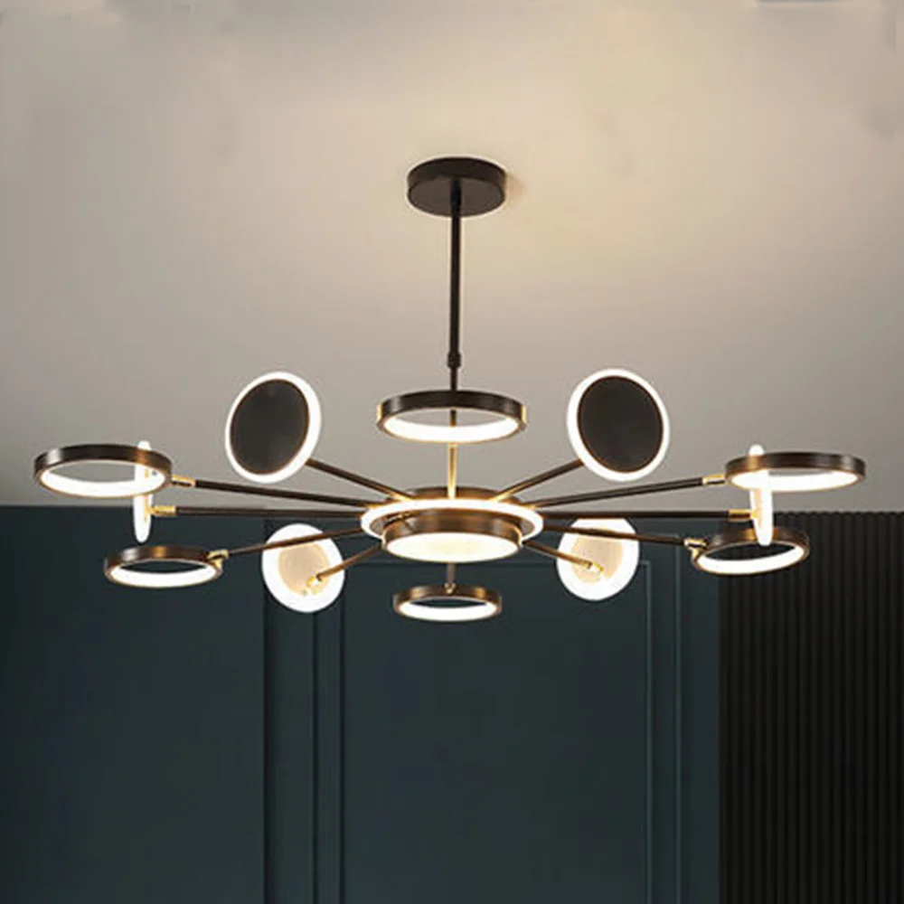 

Nordic Chandelier Golden Black Finish Modern Living Room Bedroom Study Adjustable Household Ceiling Lamp Atmospheric Lamps
