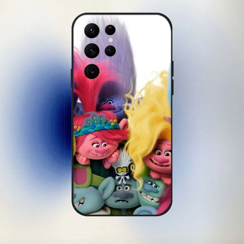 Чехол для телефона с рисунком Т-Тролли Samsung S24 23 22 30 21 10 9 Ultra Plus Lite FE 5G черный мягкий