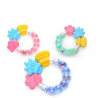 

New Cartoon Baby Teether Educational Toys Bite Baby Rattle Round Teether Toys Bed Silica Gel Hand Bell Educational Toys