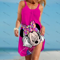 minnie mouse beach dress loose dresses for women 2022 boho sexy disney summer cartoon y2k clothes elegant mickey kawaii party