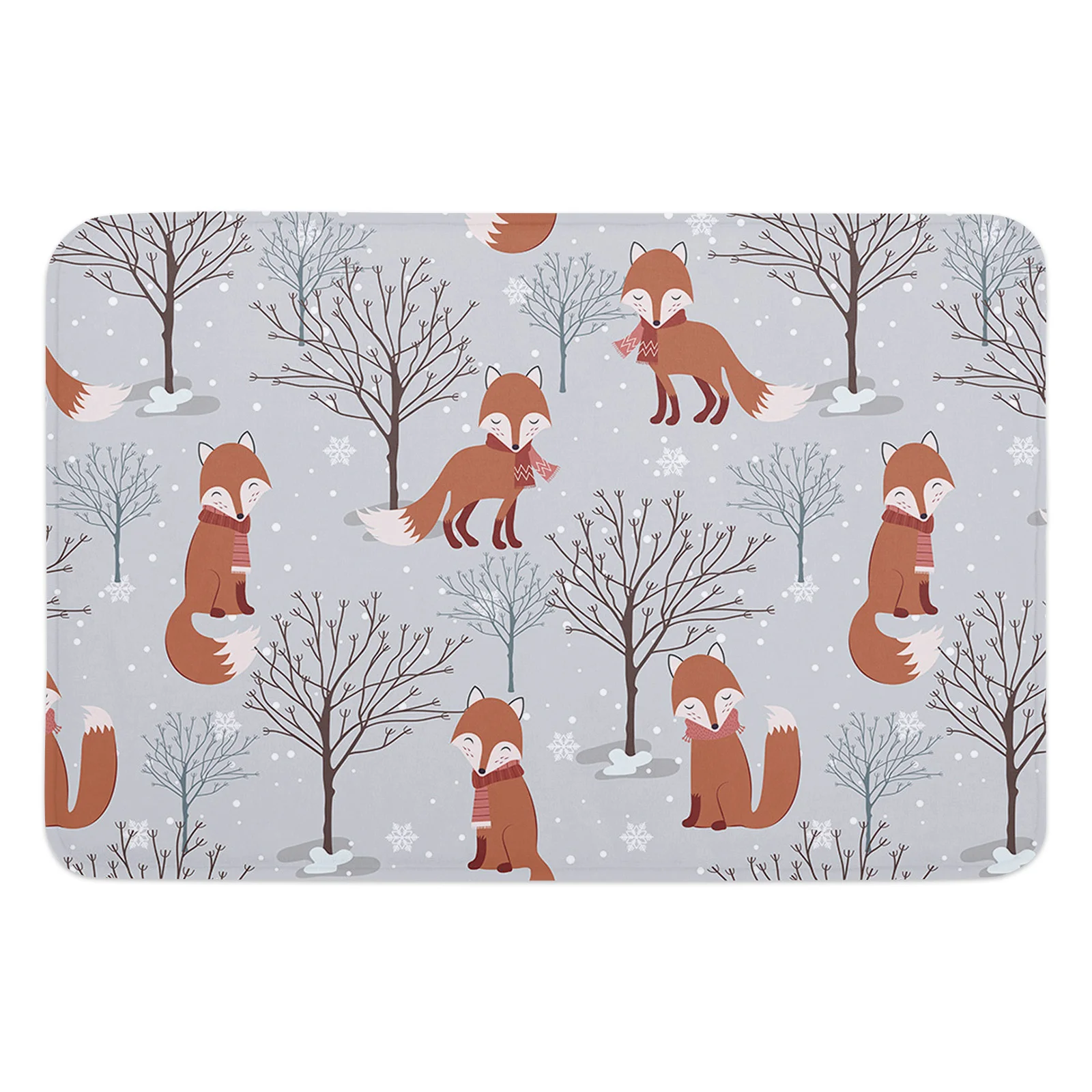 

Snow Fox Branches Winter Printed Door Mat Rugs For Bedroom Anti-slip Entrance Printed Door Mat Carpets In Living Room