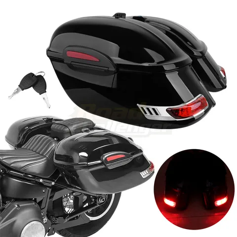 Для Kawasaki Honda Yamaha Suzuki Saddlebags мотоциклетная багажная боковая коробка жесткий Чехол Паньер с светодиодным светом Универсальный