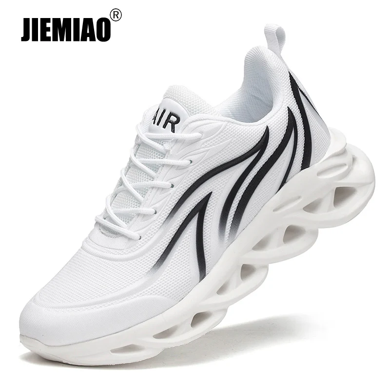 JIEMIAO High Quality Men's Flame Printed Sneakers Mesh Breathable Sport Running Shoes Comfortable Outdoor Men Athletic Shoes