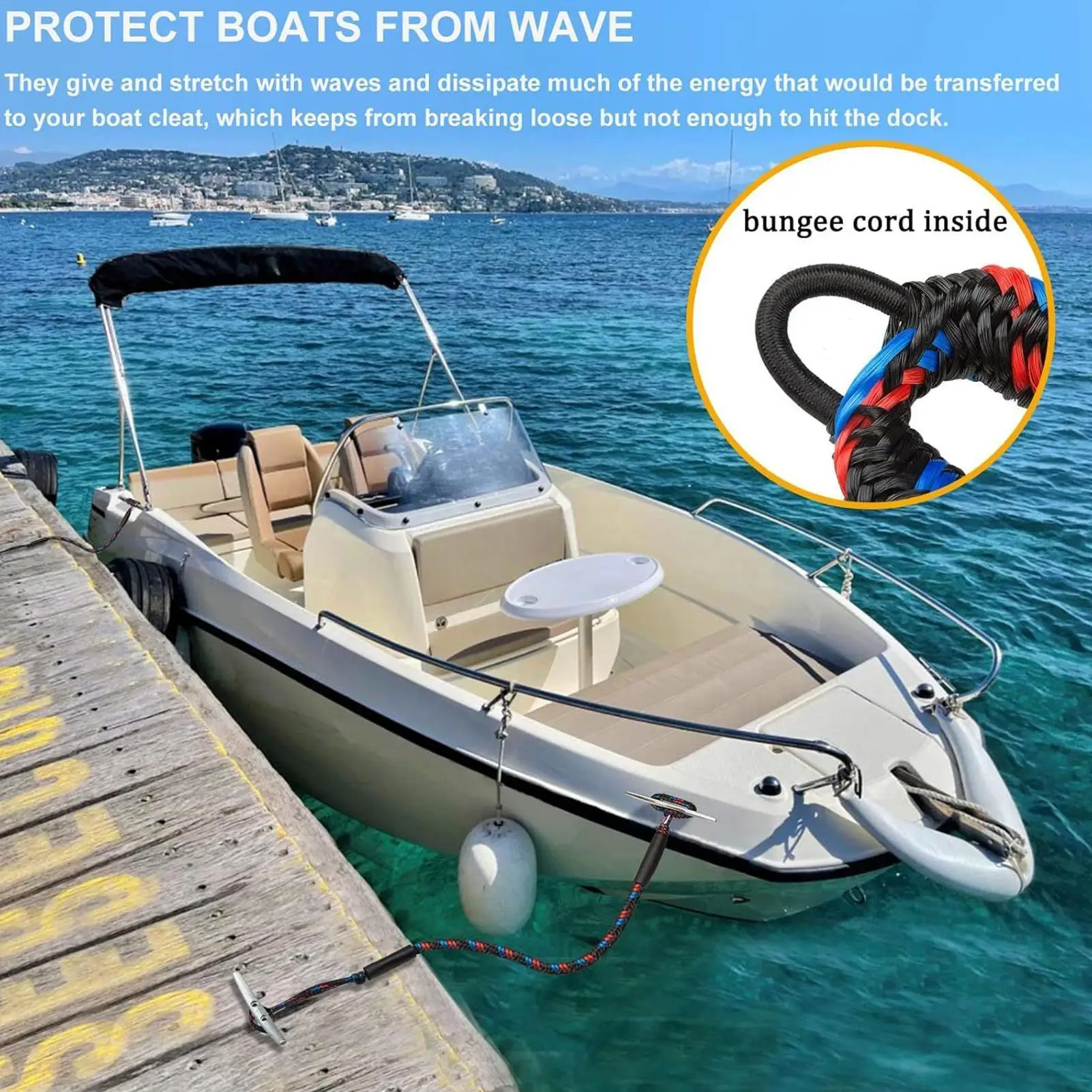 Фото Boat Tie Downs For Dock Tie Downs Boat Ropes For Docking Marine Security Kayak Anchoring Products For Pontoon Rafting Watercraft №1