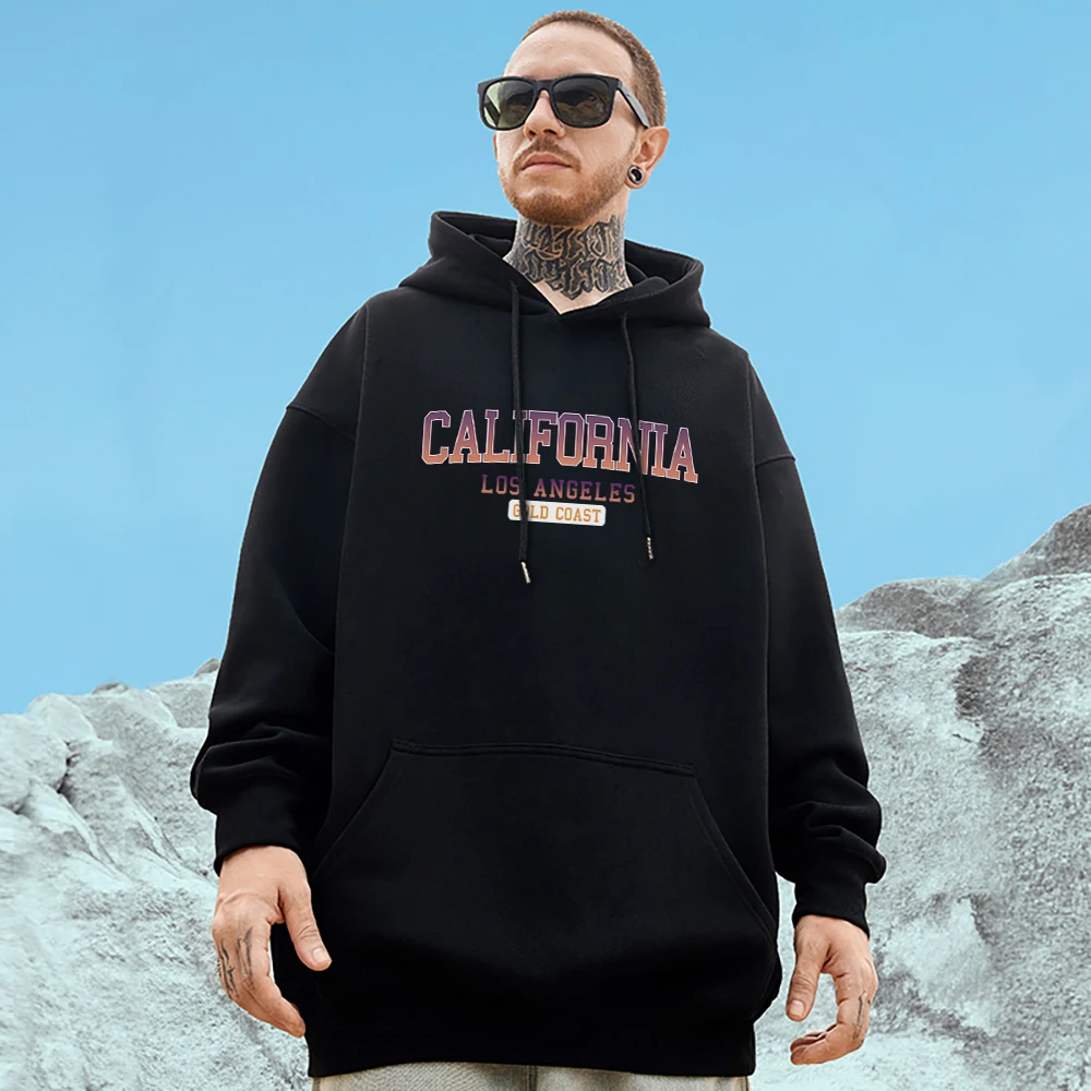 

Худи Калифорния Лос-Анджелес с принтом Gold Coast Мужская креативная трендовая хлопковая одежда Повседневная флисовая Мужская Толстовка Оверсайз