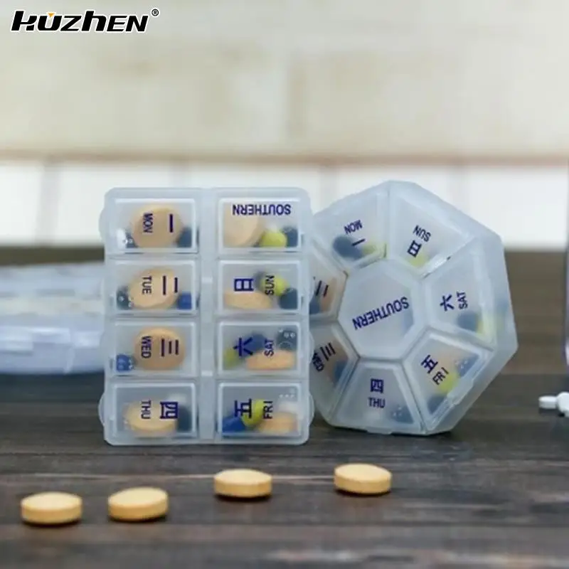 

1Pc Round/Square Pill Case Plastic 7 Days Weekly Tablet Box Portable Storage Tablet Holder Travel Organizer Pill Container