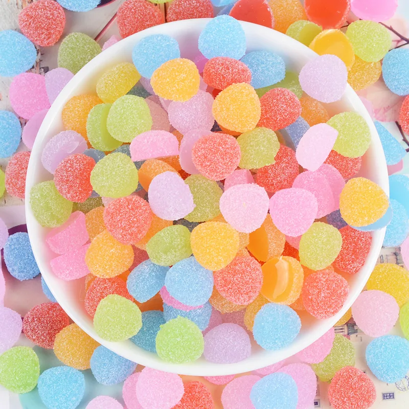 20 Pcs Mini Simulation Candy Pellets Colorful Gummy Flat Back Phone Case Decoration DIY Doll House Ornaments