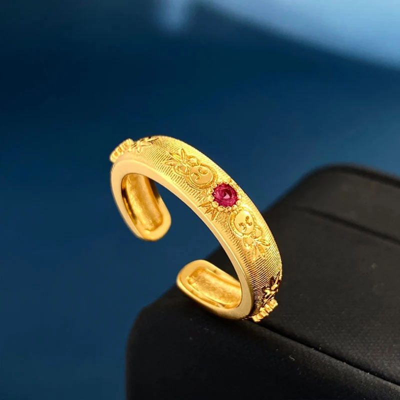 

Donia Jewelry Fashion New Carved Titanium Steel Micro-Inlaid AAA Zircon Brushed Ring Luxury Palace Accessories.