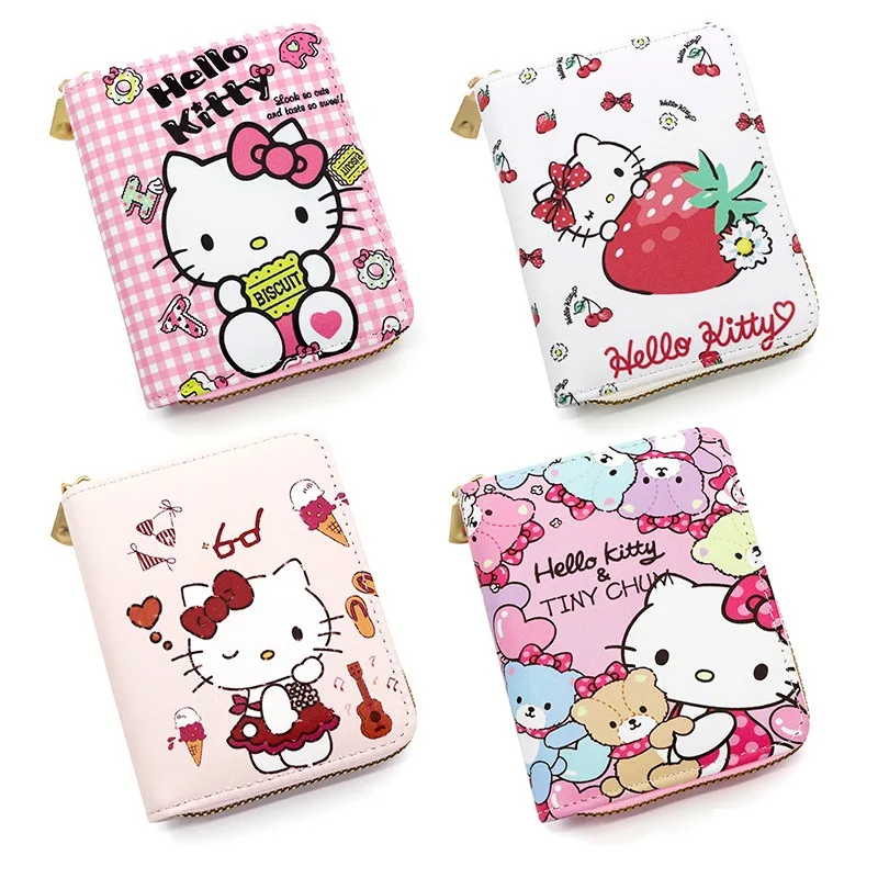 

2023 New Kawaii Sanrio Girl Student Zero Wallet Cute Cartoon Hello Kitty Purse Small Fresh Short Zipper Wallet