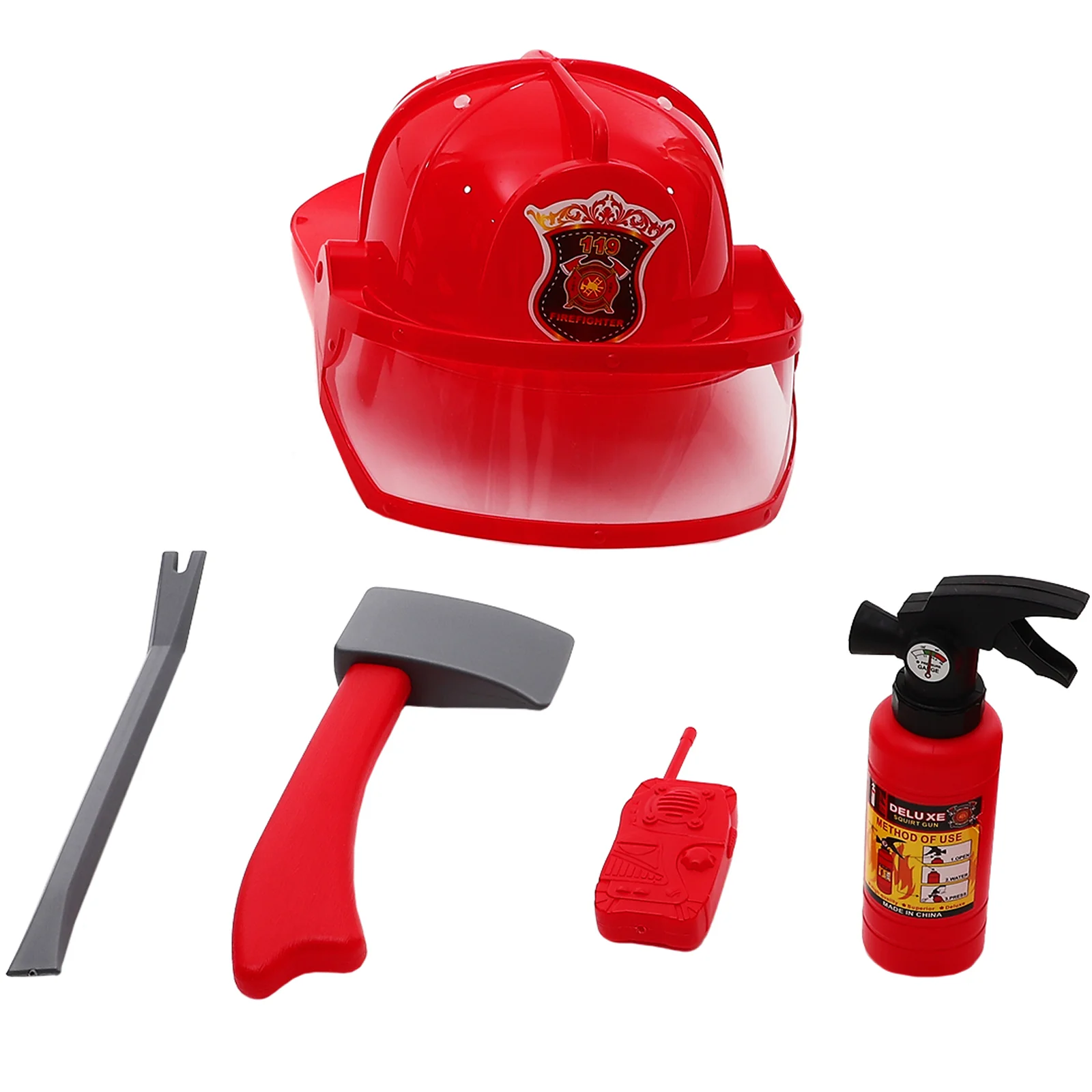 

Fire Accessories Fireman Costume Toddlers Children Firemen Tools Kids Pretend Play Dress Ages 3-5 Cosplay Kit Firefighter Toys