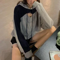 deeptown vintage women hoodies korean fashion oversized casual female pullover harajuku sportswear chic streetwear aesthetic top