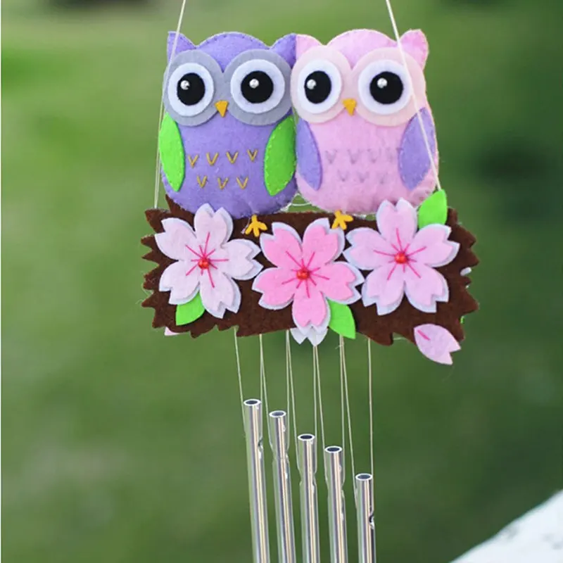 

DIY Cute Owl Flowers Sakura Chick Handmade Felt Craft Material Pack DIY Wind Chimes Door Ornaments Home Bedroom Decoration New
