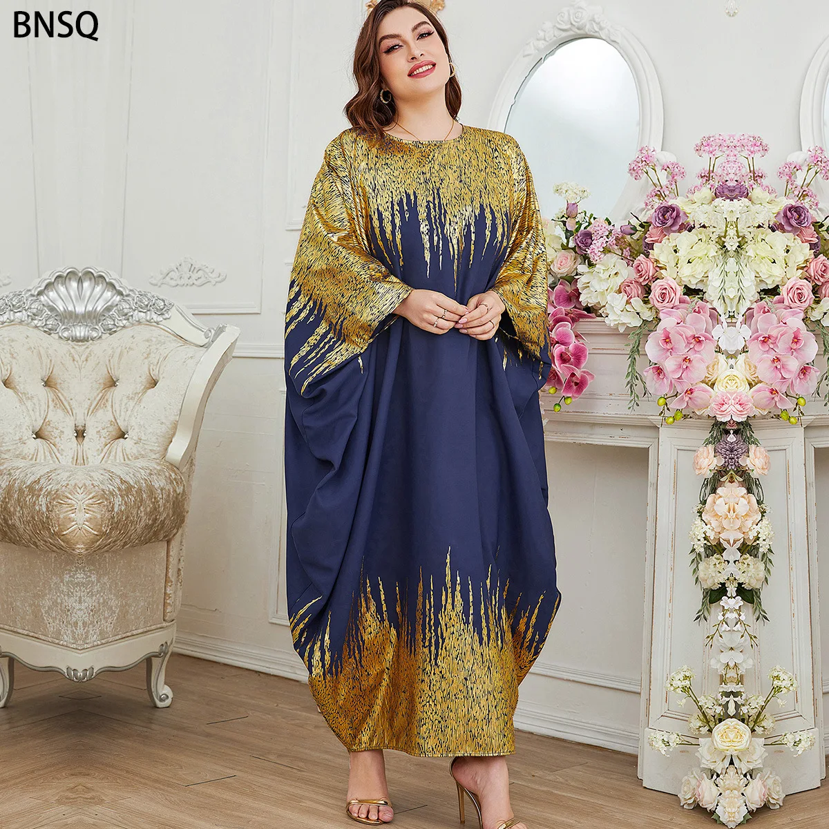 

Женское Макси-платье с рукавом летучая мышь, в стиле бохо