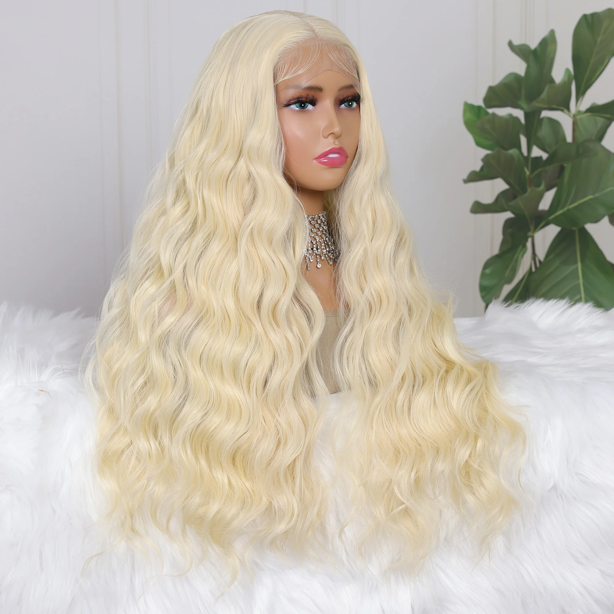 613 Полноразмерный Светлый Синтетический Прозрачный Парик 13X4 Фронтальная Сетка