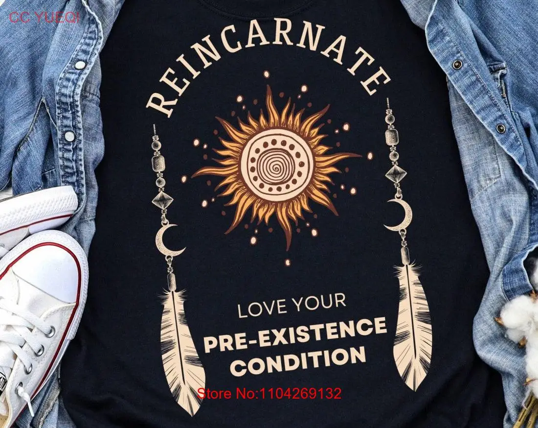 Футболка Tribal Reincarnate Funny Sun Crescent Moon Feathers Midwestern с длинными или короткими рукавами