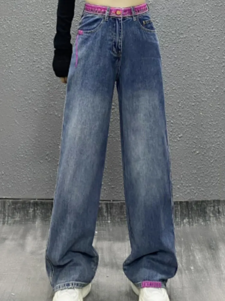 

URIOR Jeans Women's 2023 Spring New High Waist Loose Slim Straight Leg Versatile Wide Leg Floor Slam Pants