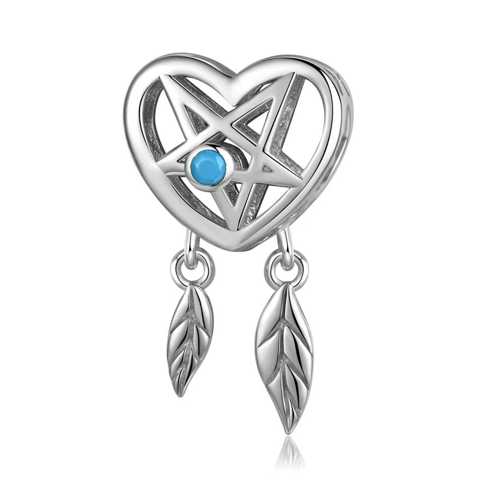 

Openwork Dreamcatcher Heart Dangle Charm fit Women Bracelet Necklace Lady Girl DIY Jewelry Gift S925 Sterling Silver Bead