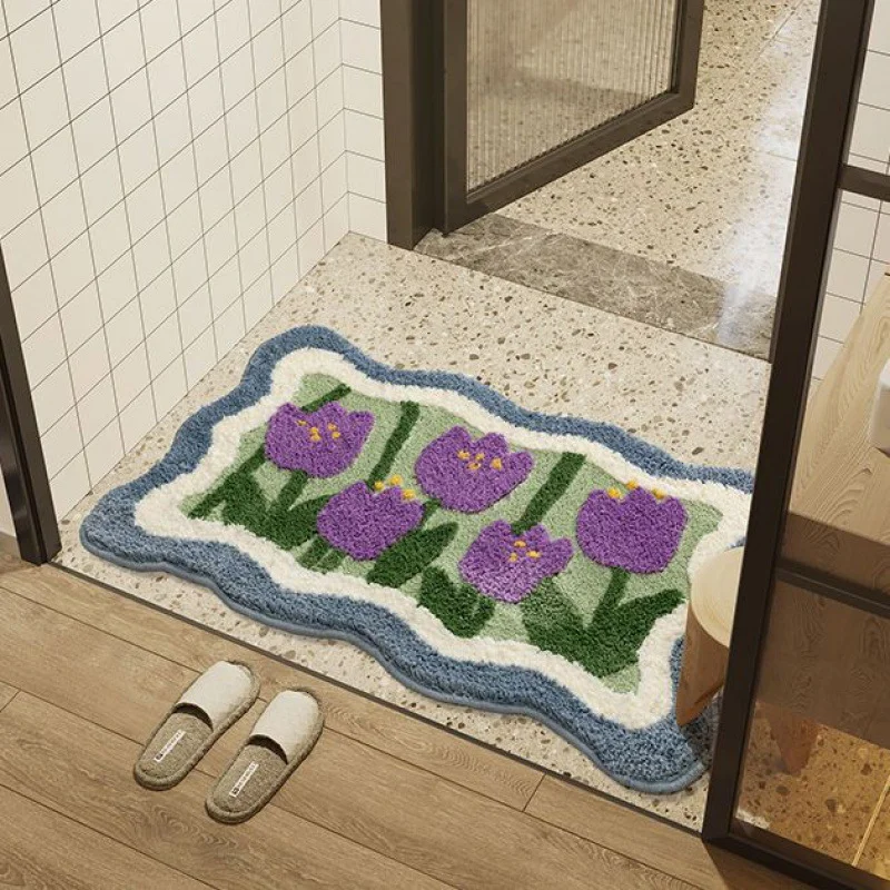 ATUNUS Nordic 3D прекрасный флокированный ковер с цветами противоскользящий коврик для