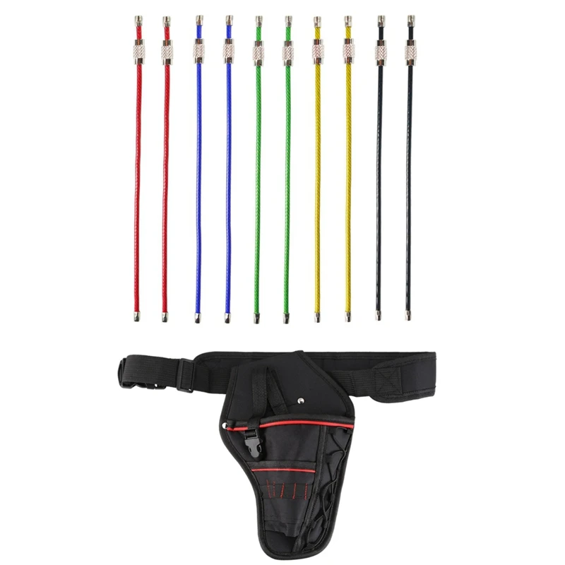 

1 Set Drill Case Waist Tool Bag Electric Waist Belt Tool Pouch Bag & 1 Set Keychains Aircraft Cable Key Ring Loops