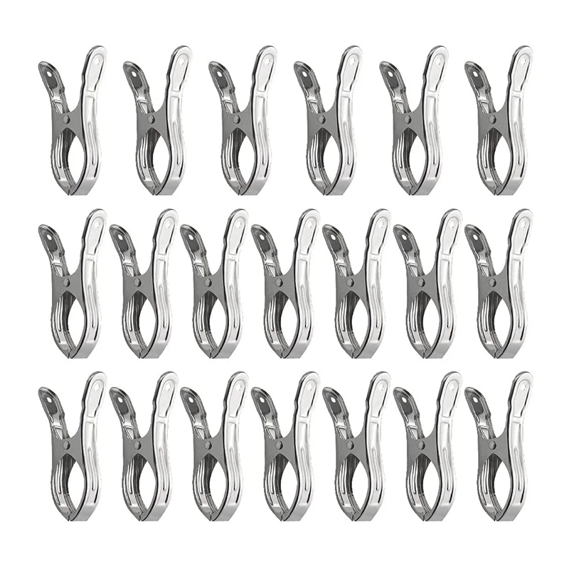 

20 PCS Clothespins Quilt Clips Sock Pins Stainless Steel Metal Clothes Pins For Outdoor Clothesline Home