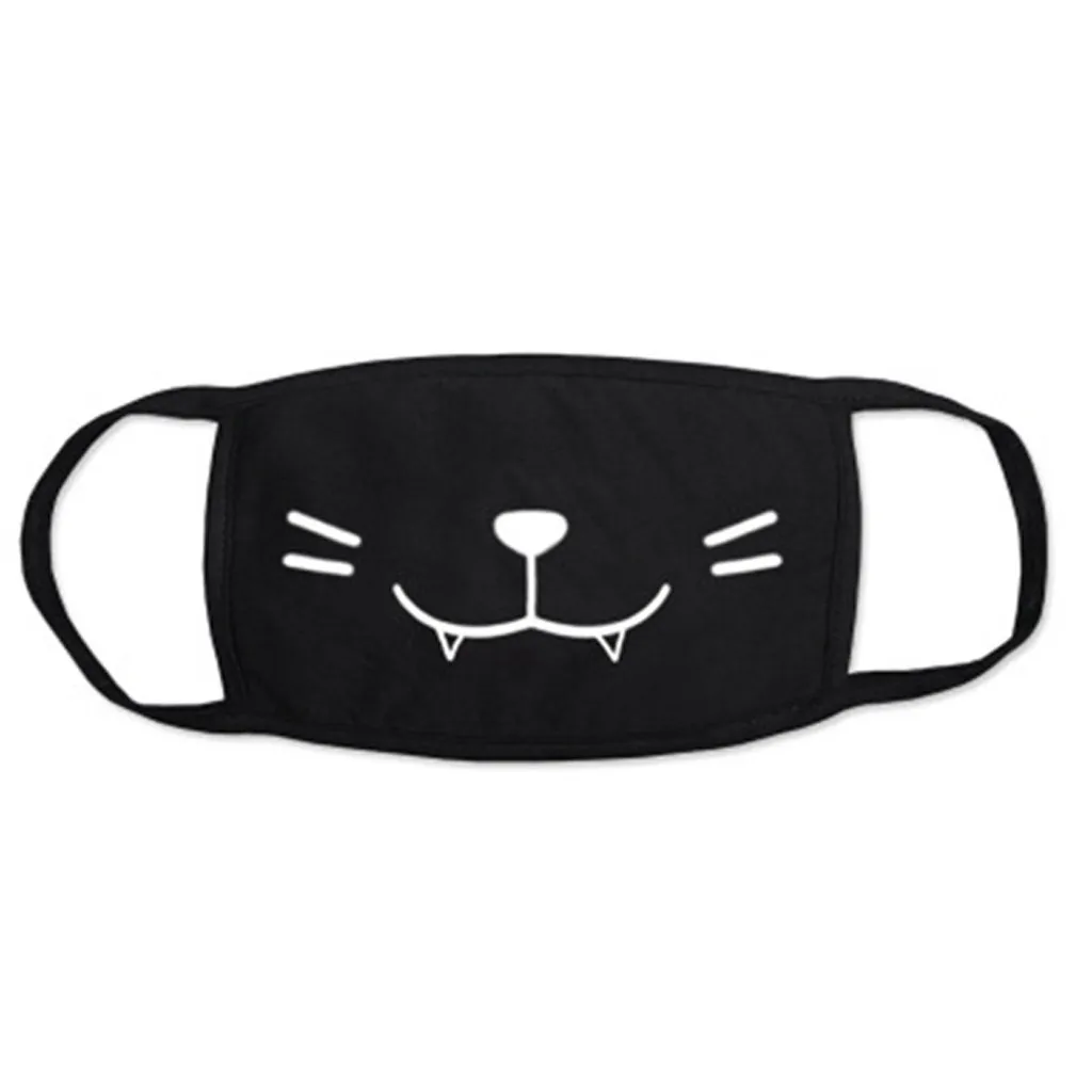 

Black Mouth Masks Outdoor Washable Windproof Earloop Anti Dust Funny Print Cotton Mask Protective Breathable Halloween マスク