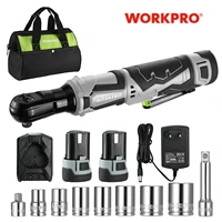 WORKPRO 12V Cordless Electric Ratchet Wrench Set, 3/8" Ratchet Tool Kit With 1/2 Packs 2000mAh Lithium-Ion Battery and Charger