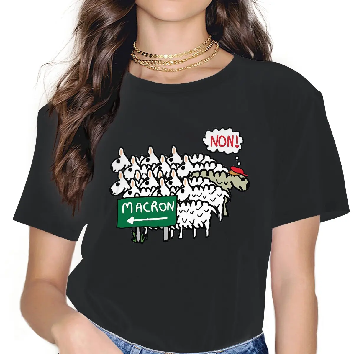 

Humorous Anti T-Shirts Women Crew Neck 100% Cotton T Shirt Macron The Eighth President Short Sleeve Tee Shirt Printed Clothes