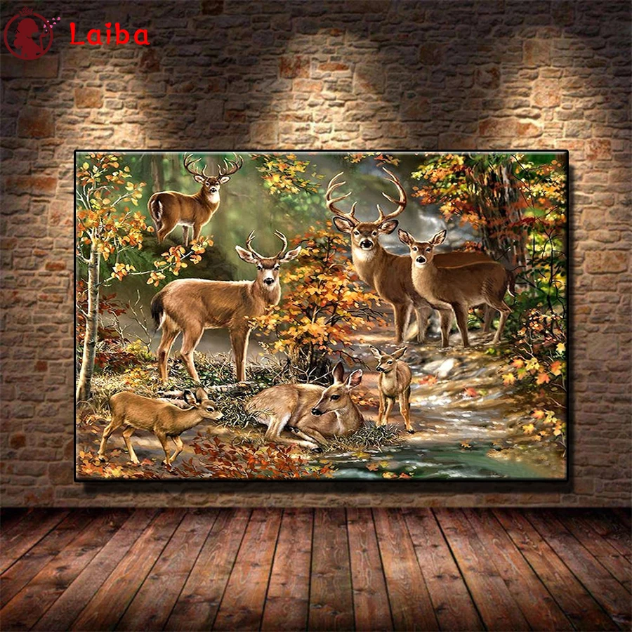 

Алмазная живопись, лес, животное, олень, пейзаж, картина, вышивка крестиком, Алмазная мозаика, картина, вышивка кристаллами, бусины, рукоделие