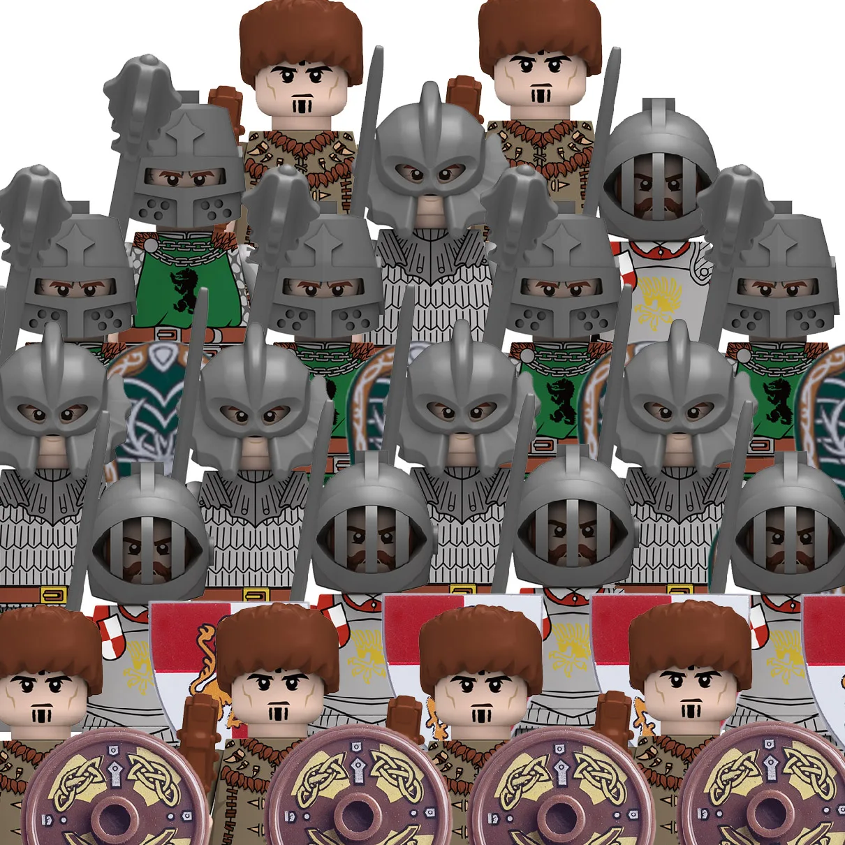 

Medieval Military Castle Knights Building Blocks Warriors Armored Soldiers Army Weapons Shield Bricks Assemble Toys Boys Gift