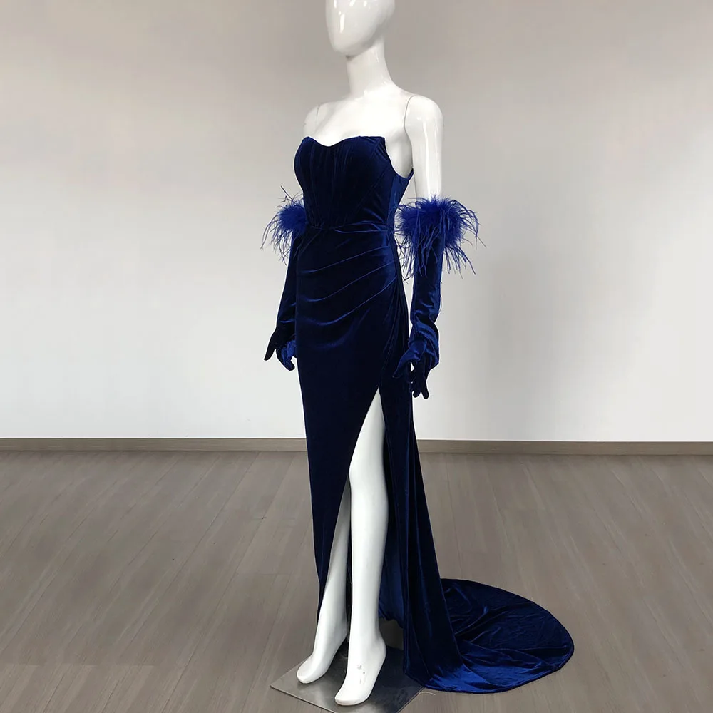 2024 элегантное бархатное женское длинное платье без бретелек сексуальное