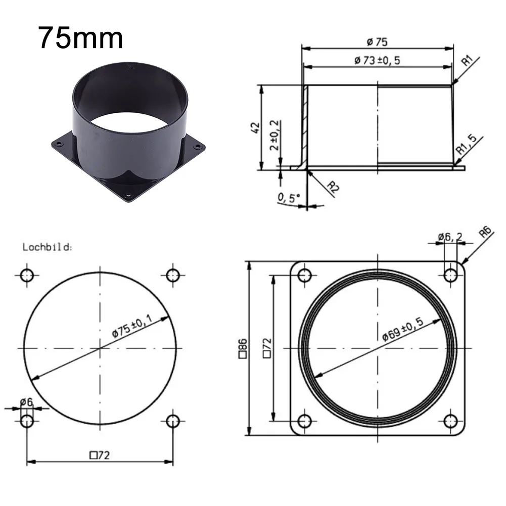 

Kitchen Acessries Flange Connector Flange Connector ABS Air Ducting Connection Black Duct Fan Hose Connector Exhaust Outlet