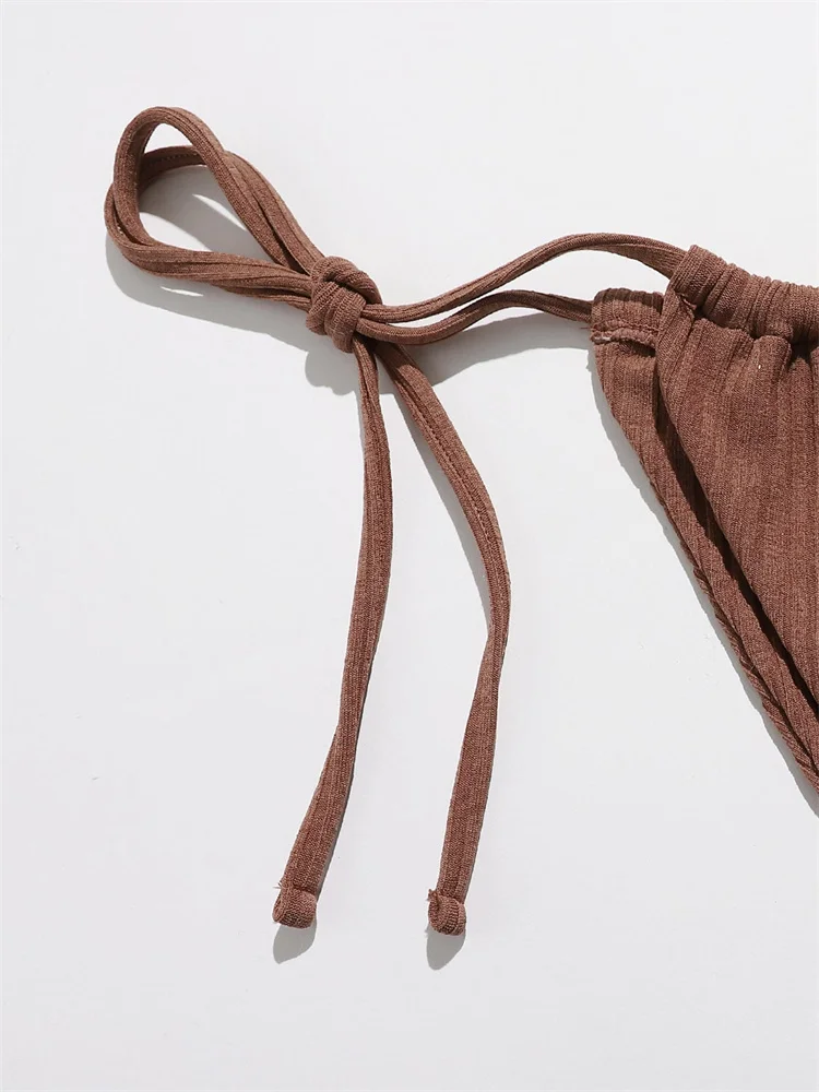 Микро-бикини сексуальный женский купальник 2022 новый однотонный треугольный