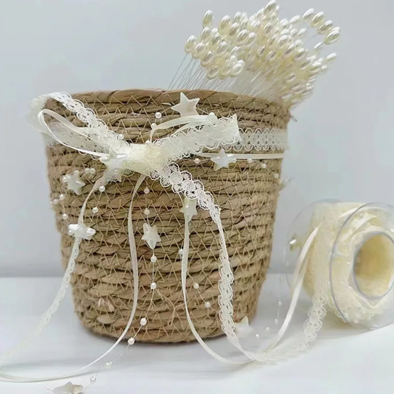 Ленты из пряжи с имитацией жемчуга и волнистыми краями