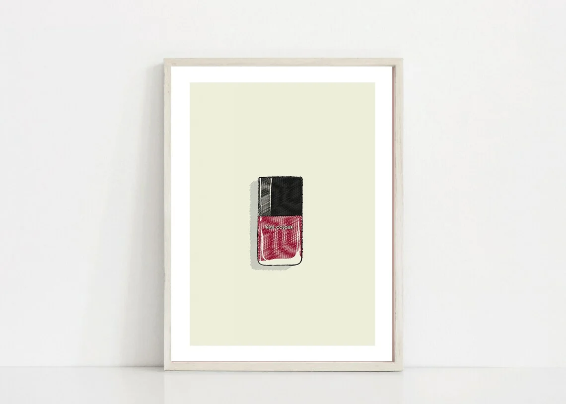 Помада лак для ногтей парфюм минималистский современный художественный плакат