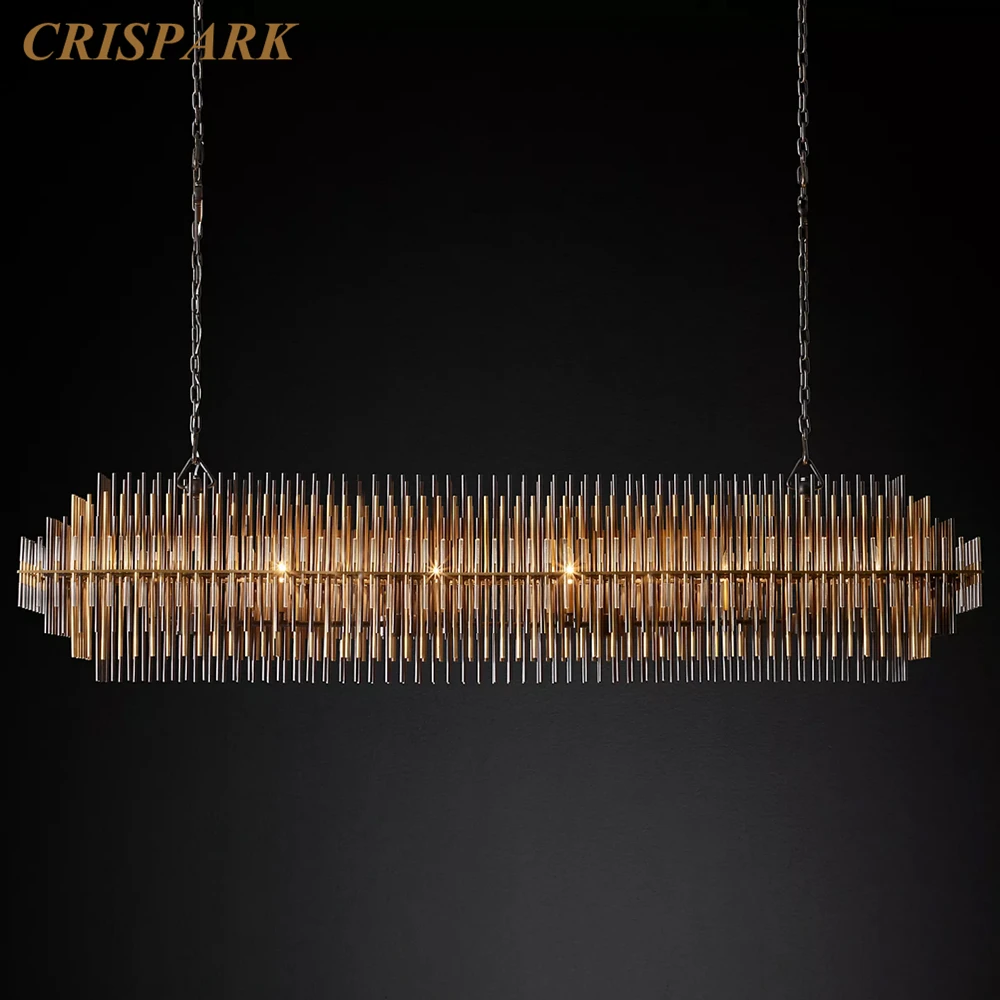 Прямоугольная винтажная люстра Emile светодиодная лампа из латуни и никеля с