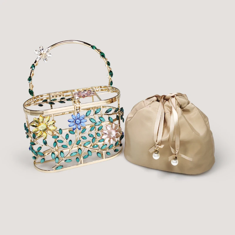 

High-End Exquisite Small Handbag Hollow Cross-Body Unique Small Bag Female Cheongsam Dinner Bag Dress Flower Bag