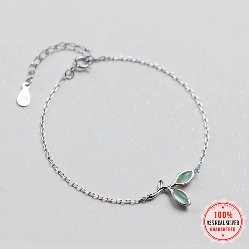 

Authentic 925 Sterling Silver Fashion Sweet Leaves Charm Bracelets For Women Wedding Anniversary Fine Jewelry DB511