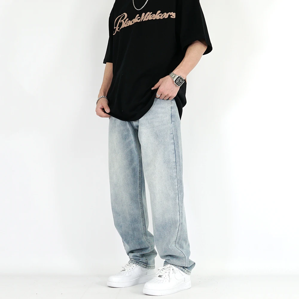 Men's Jeans High Street Washed Light Straight Jeans Trend Hip-hop Embroidery American Retro Pants Men Y2K Men Pants Ins Hot Sale