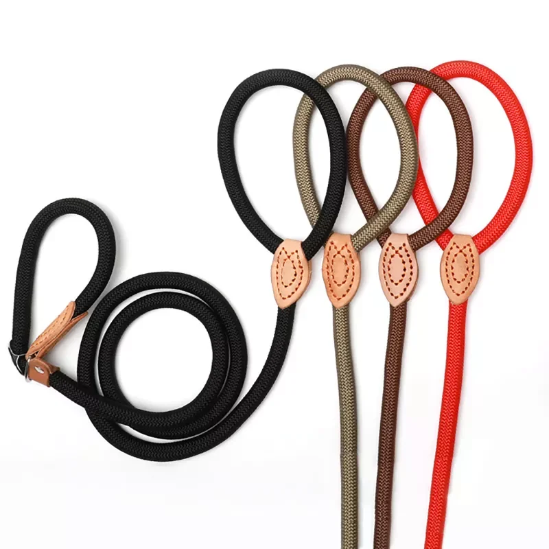 

Dog Leash Slip Rope Lead Leash Heavy Duty Braided Rope Adjustable Loop Collar Training Leashes for Medium Large Dogs